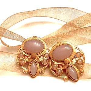 WORLD MARKET Rose and Gold Tone Statement Earrings